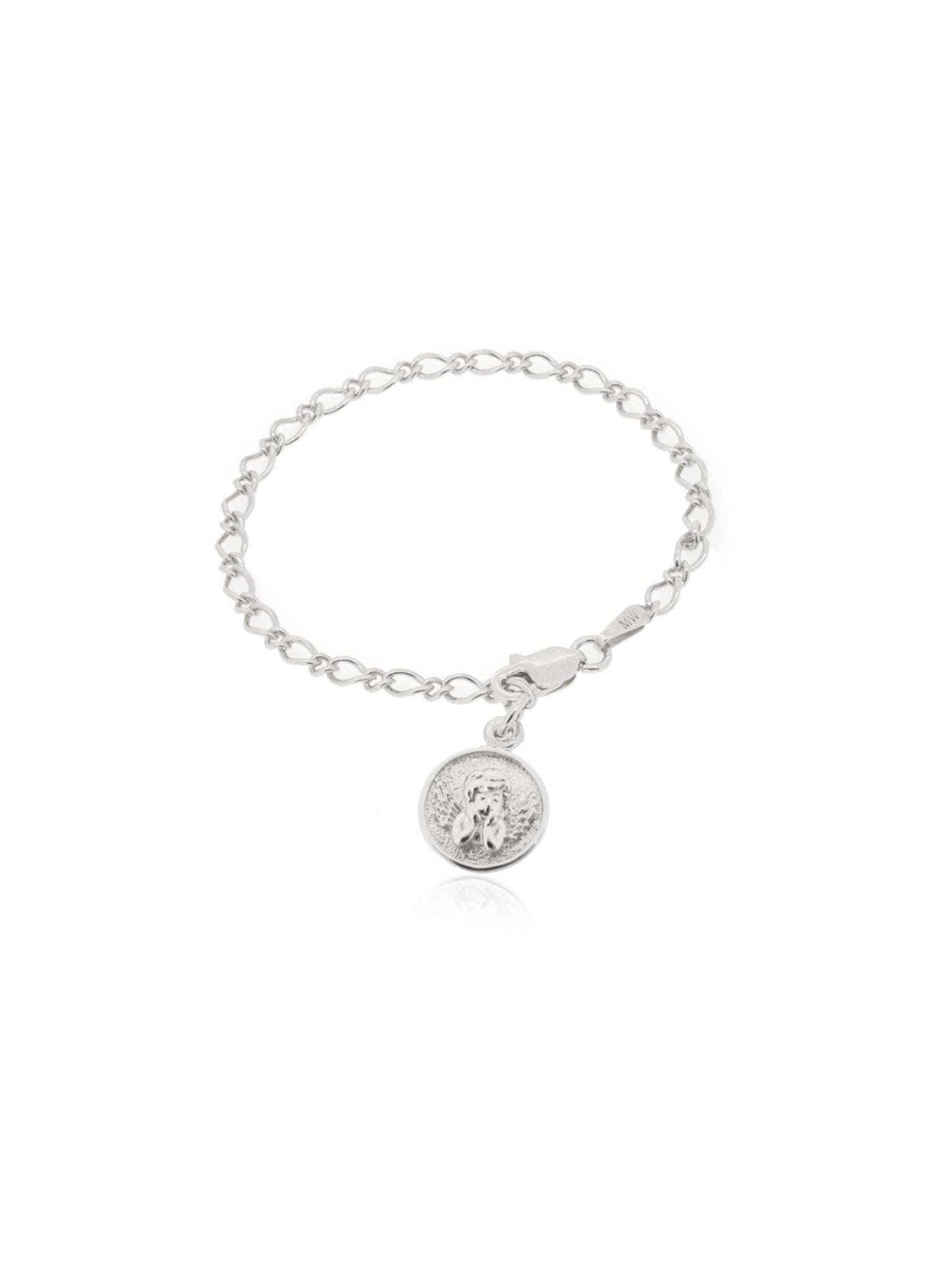 Guardian Angel Cherub Charm Bracelet in Sterling Silver