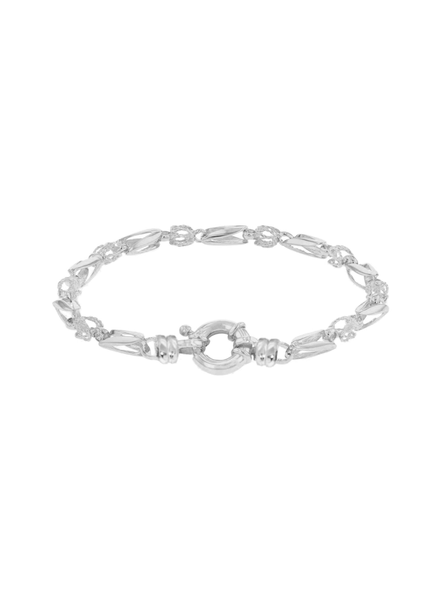 Fancy Tulip Bolt Ring Bracelet in 9ct White Gold