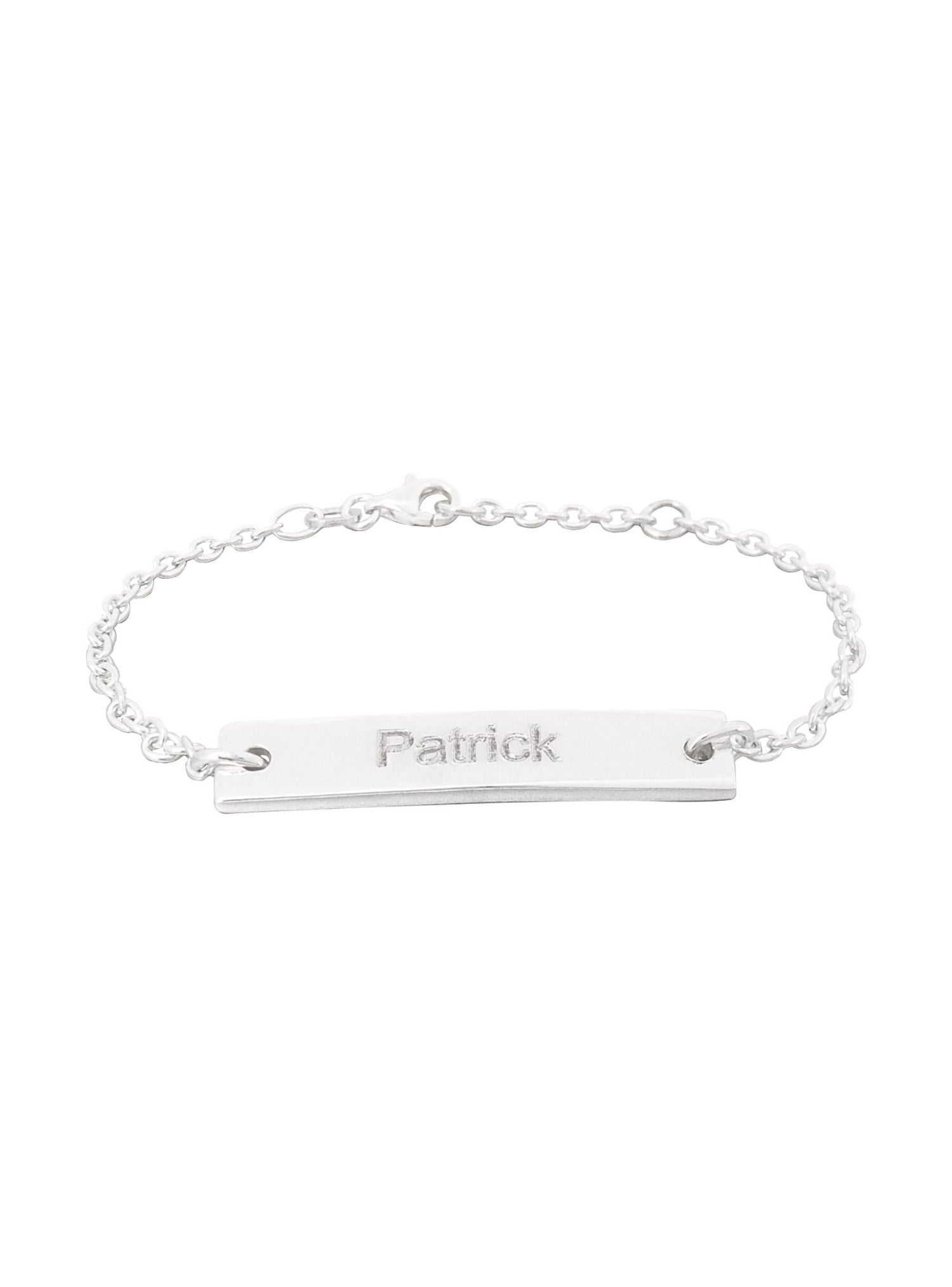 Unisex Personalised Bar Tag Identity Bracelet in Sterling Silver
