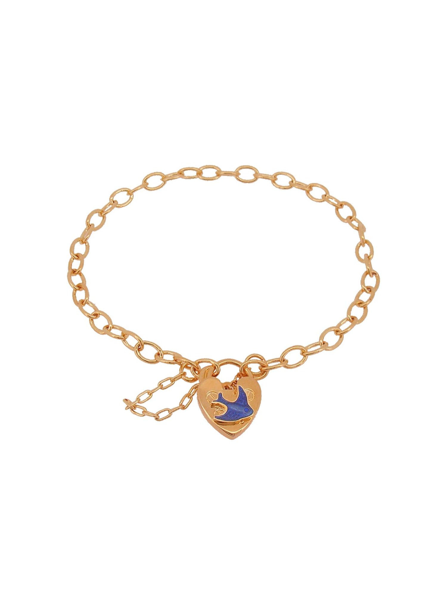 Open Cable Bluebird Heart Padlock Baby Bracelet in Rose