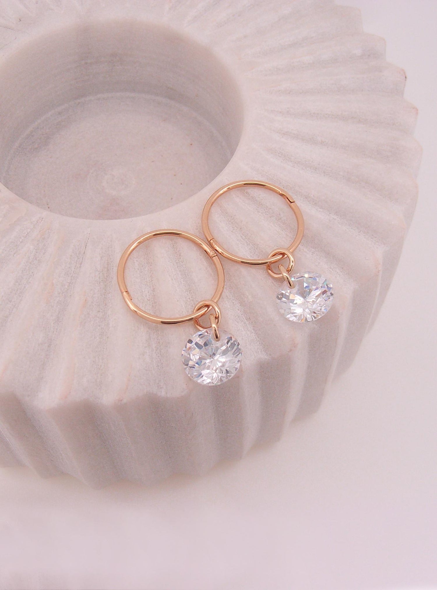 Aurelia 9ct Rose Gold CZ Charm Drops for Sleeper Earrings in 8mm