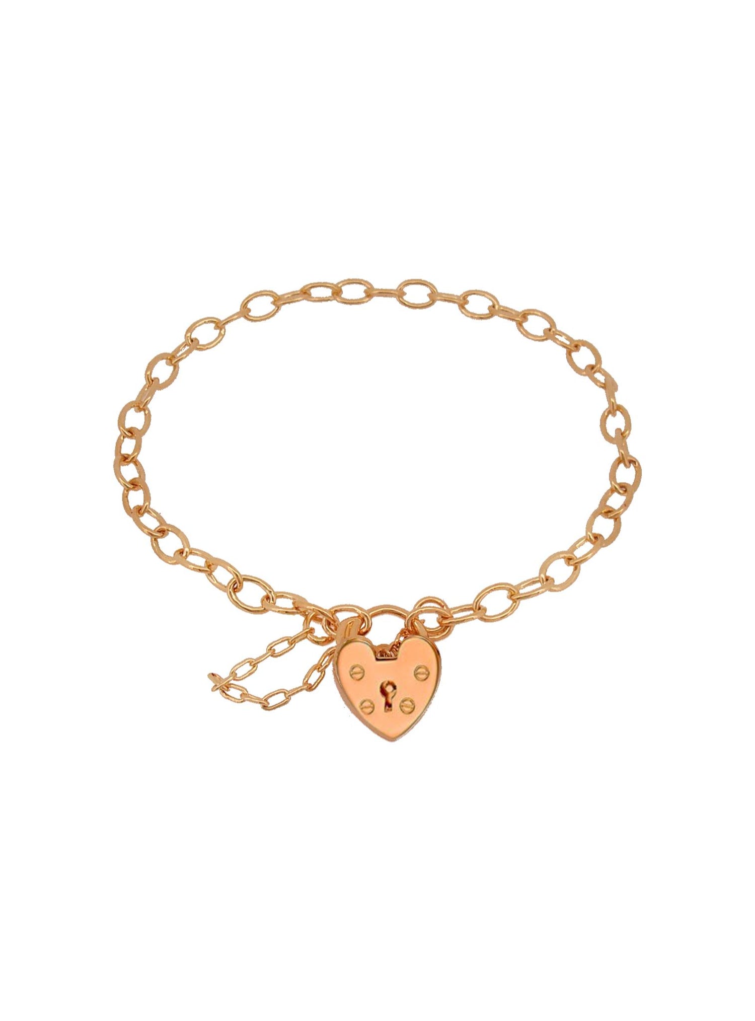 Open Cable Heart Padlock Baby Bracelet in Rose
