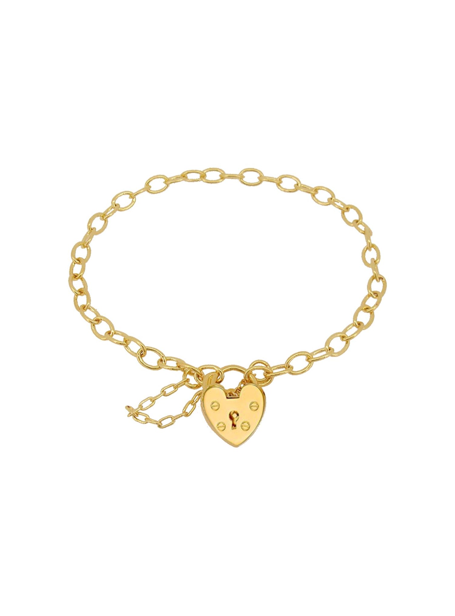 Open Cable Heart Padlock Baby Bracelet in Gold
