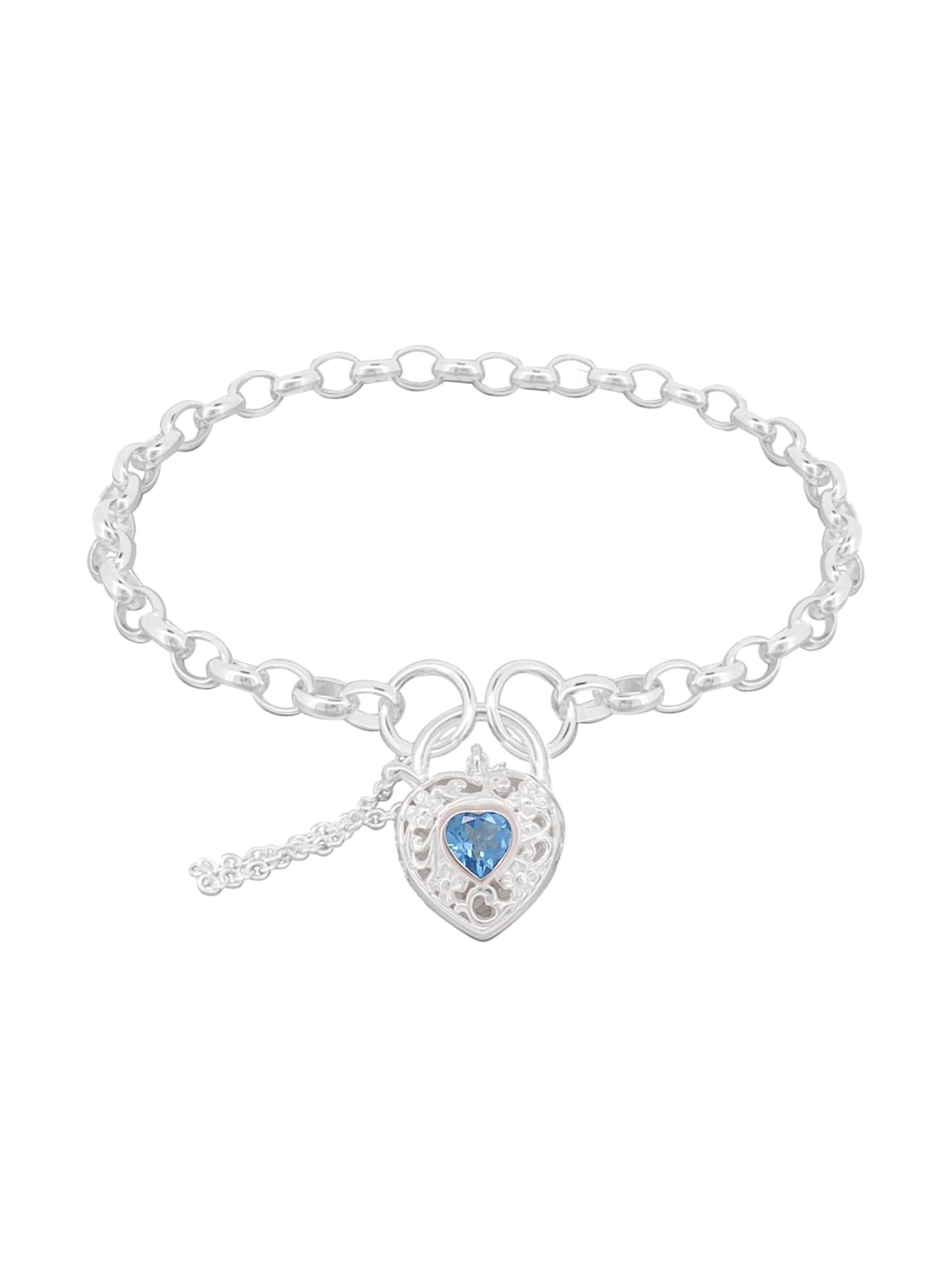 Reagan Belcher Filigree Padlock Bracelet in Blue Topaz