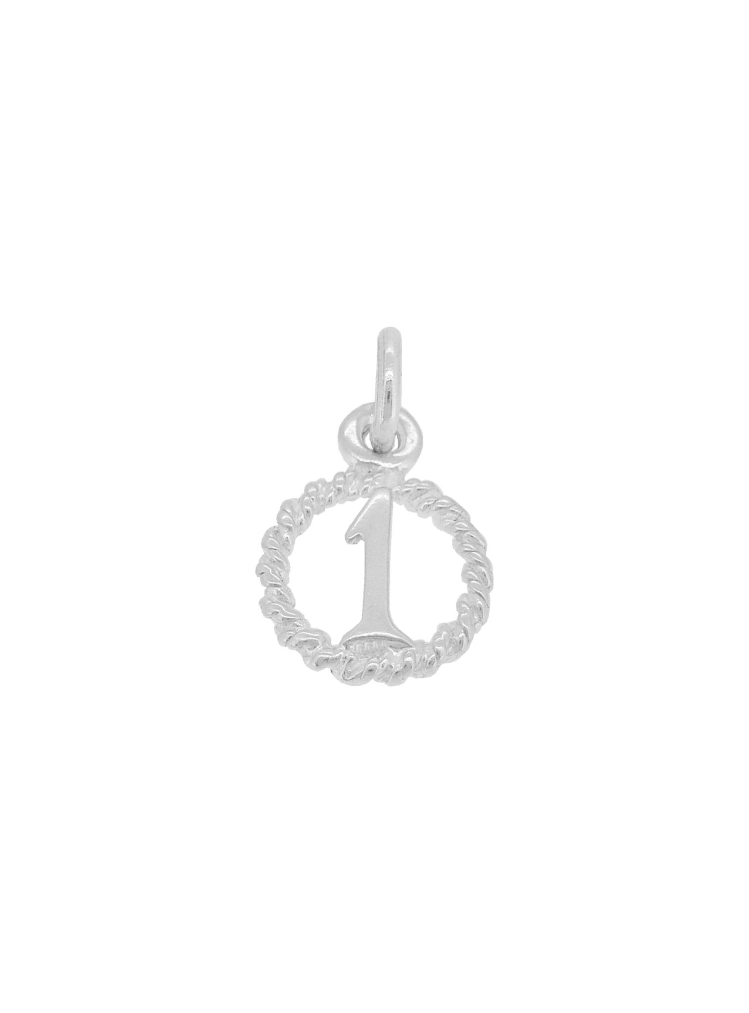 First Birthday Number One 1 Circle Charm in Sterling Silver