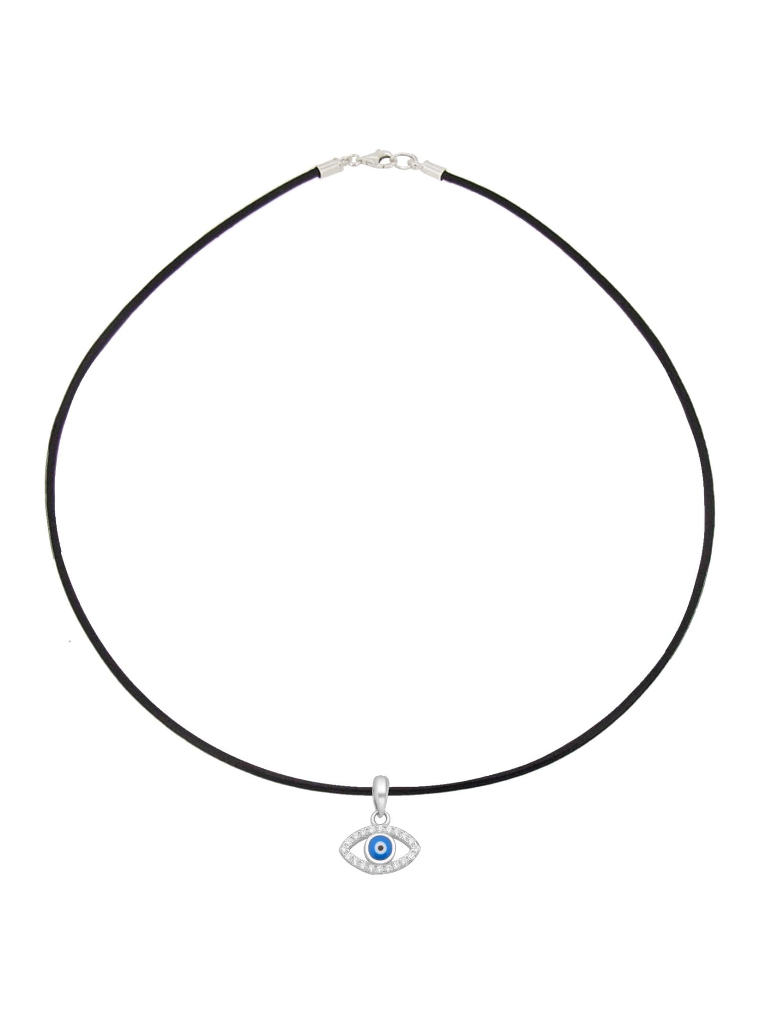 Sterling Silver 1.5mm Leather Cord Chain Necklace in Black