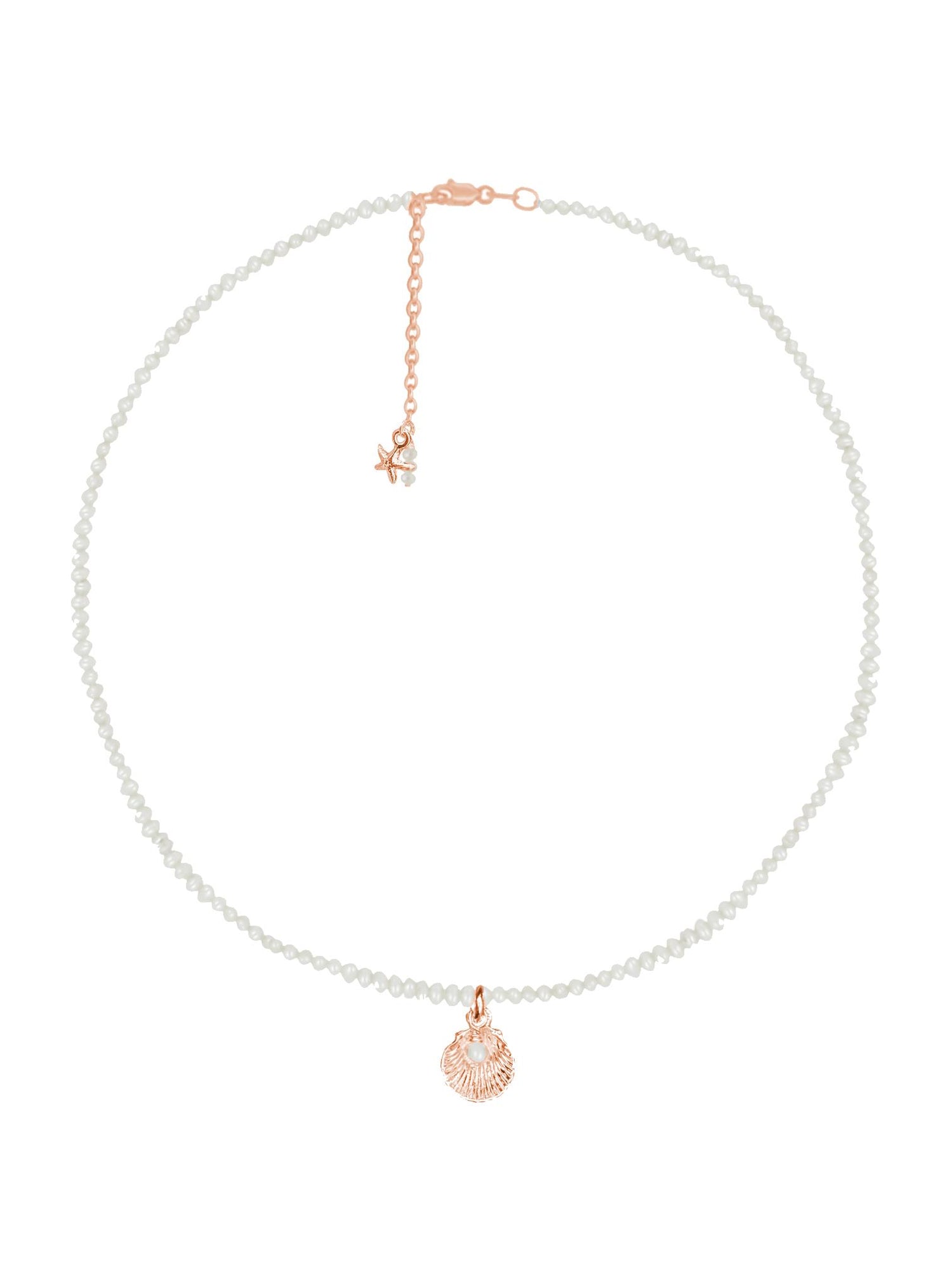 Coco Hidden Treasure Seed Pearl Necklace in 9ct Rose Gold