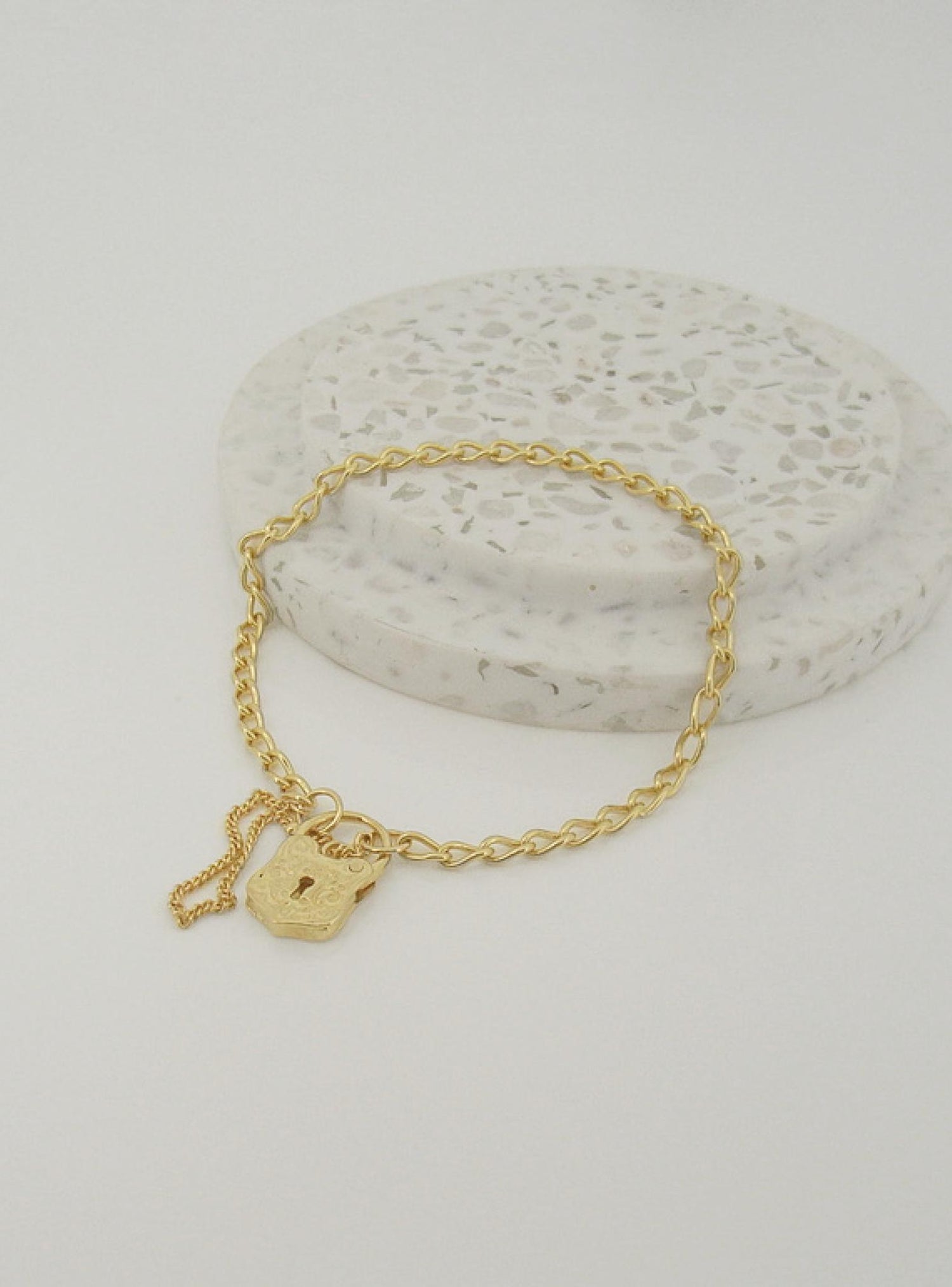 Solid 9ct Gold Shield Padlock Baby Bracelet