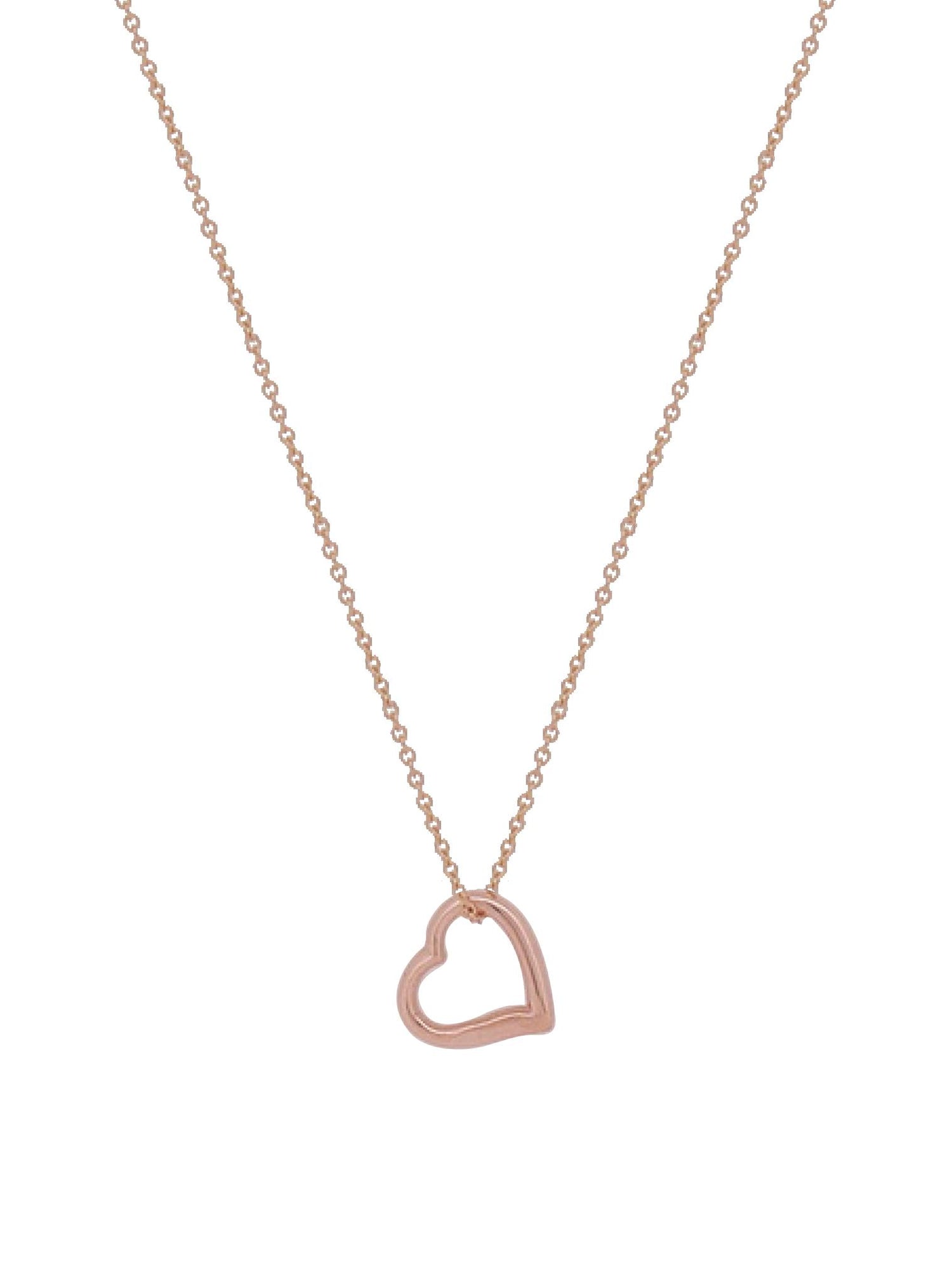 Solid 9ct Rose Gold Swing Heart Charm Necklace