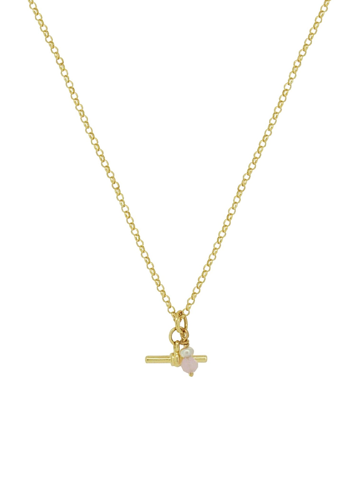 Dainty Small Fob TBar Belcher Necklace in 9ct Gold