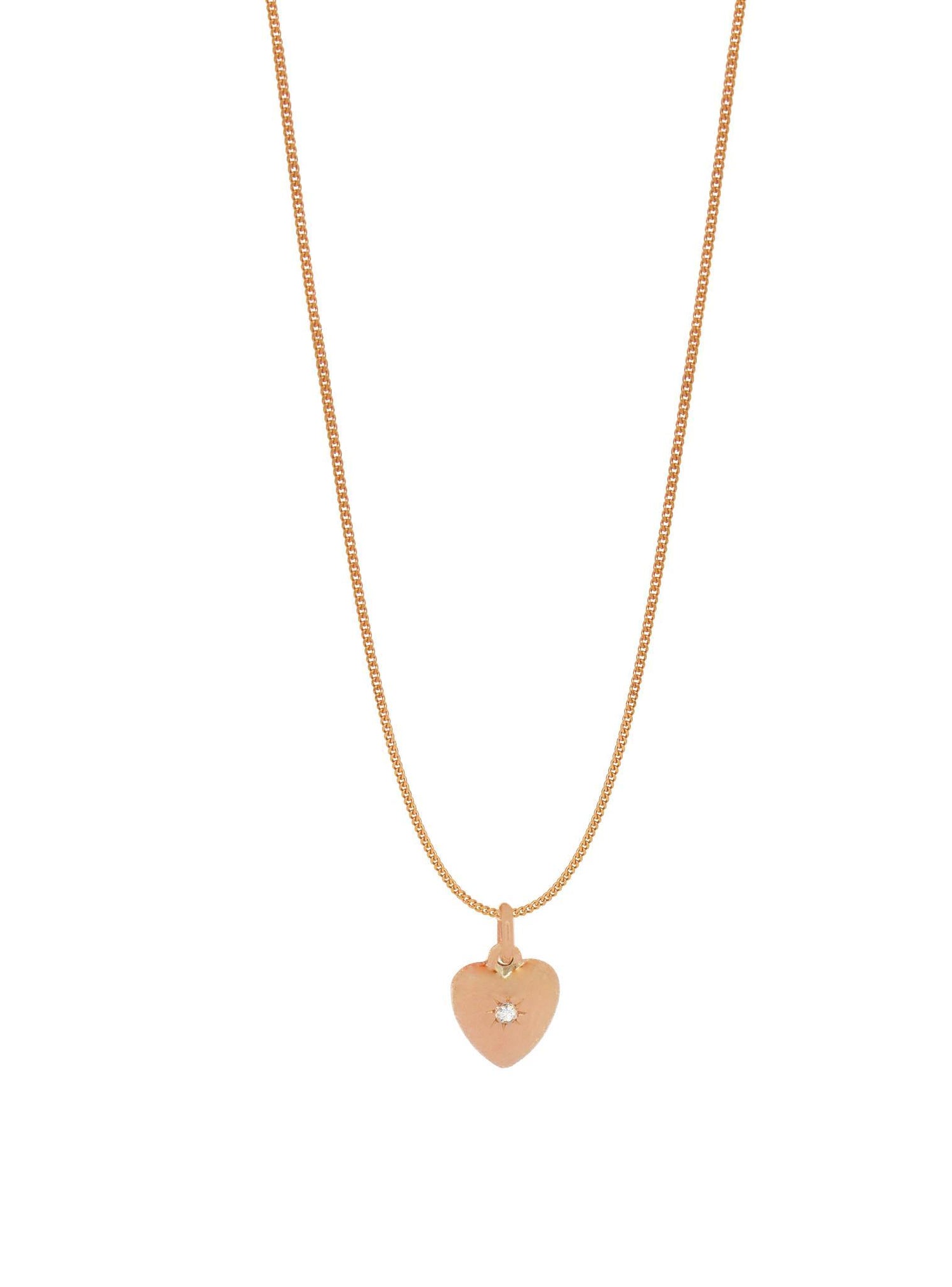 Aurelia Diamond Love Heart Charm Necklace in 9ct Rose Gold