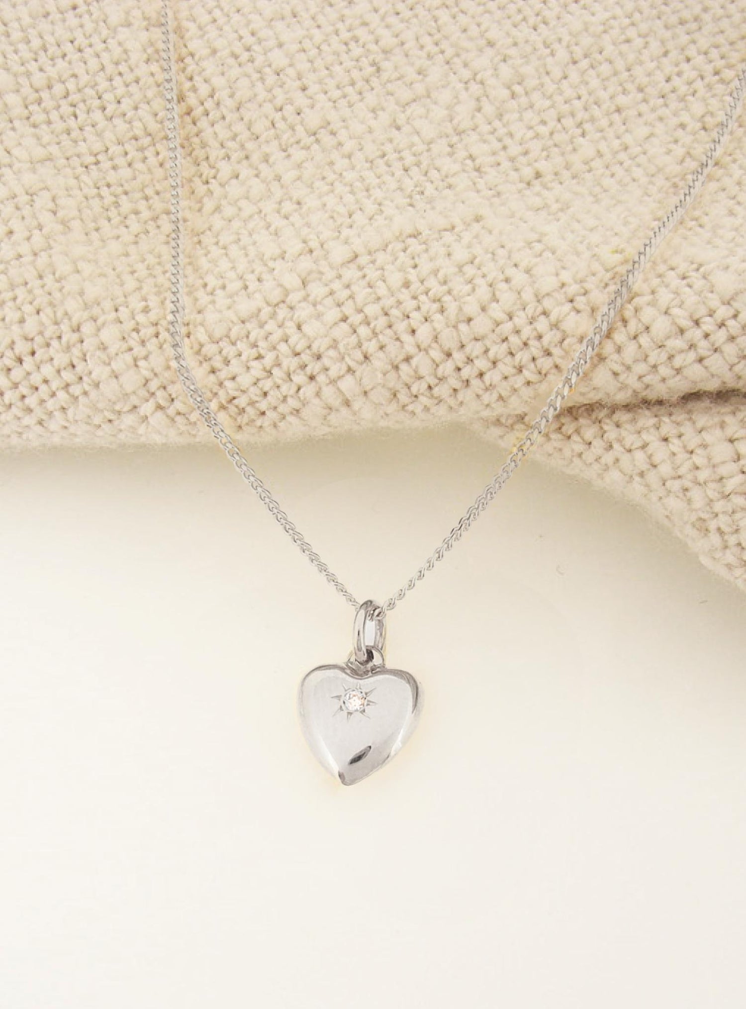 Aurelia Diamond Love Heart Charm Necklace in 9ct White Gold