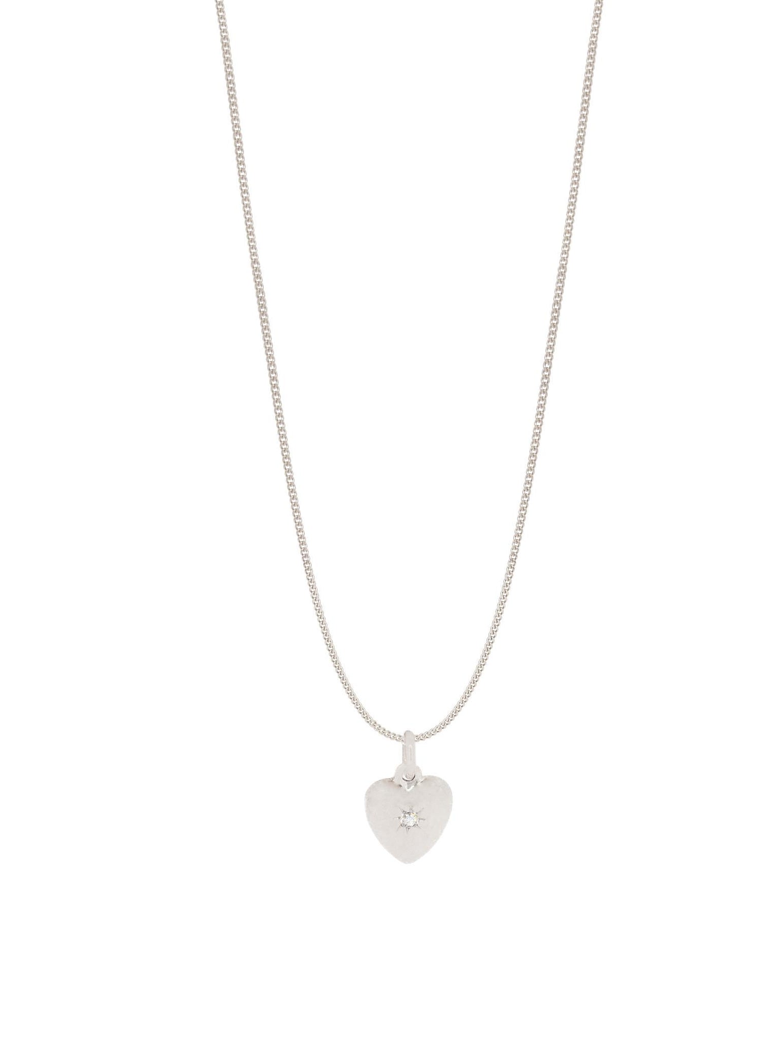 Aurelia Diamond Love Heart Charm Necklace in 9ct White Gold
