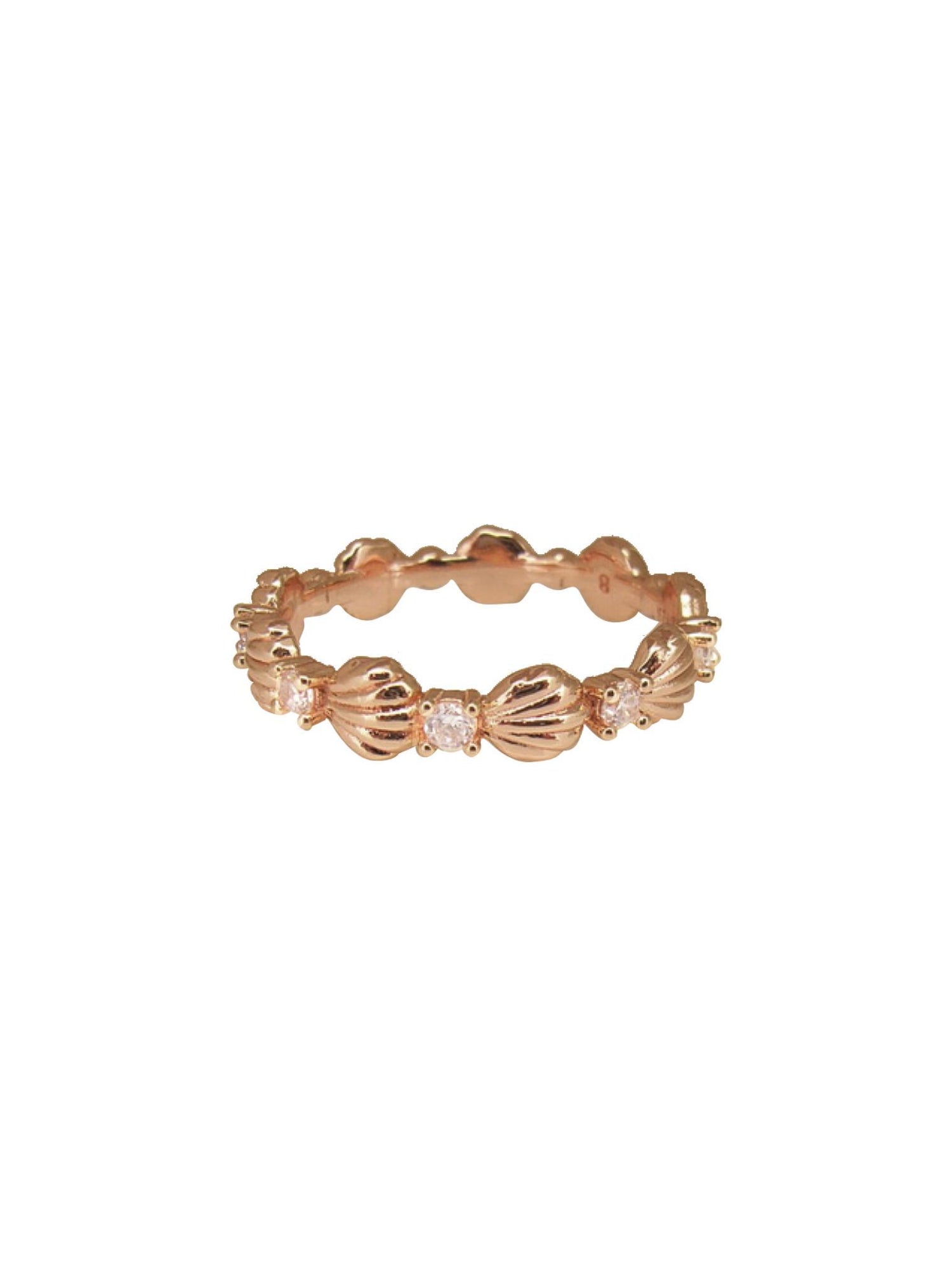 Cz Seashell Charm Ring in Rose Gold
