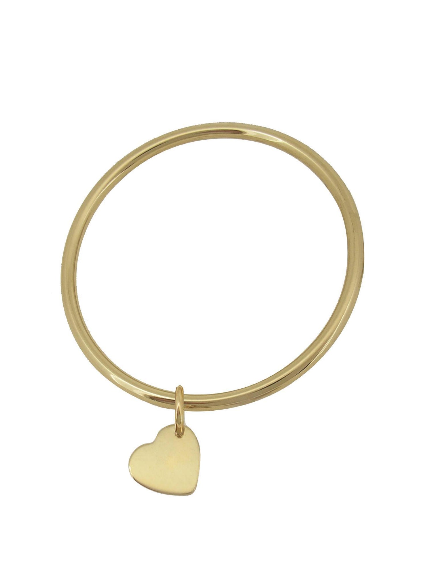 Golf Bangle with Swinging Heart Tag Charm All Sizes in 9ct Gold