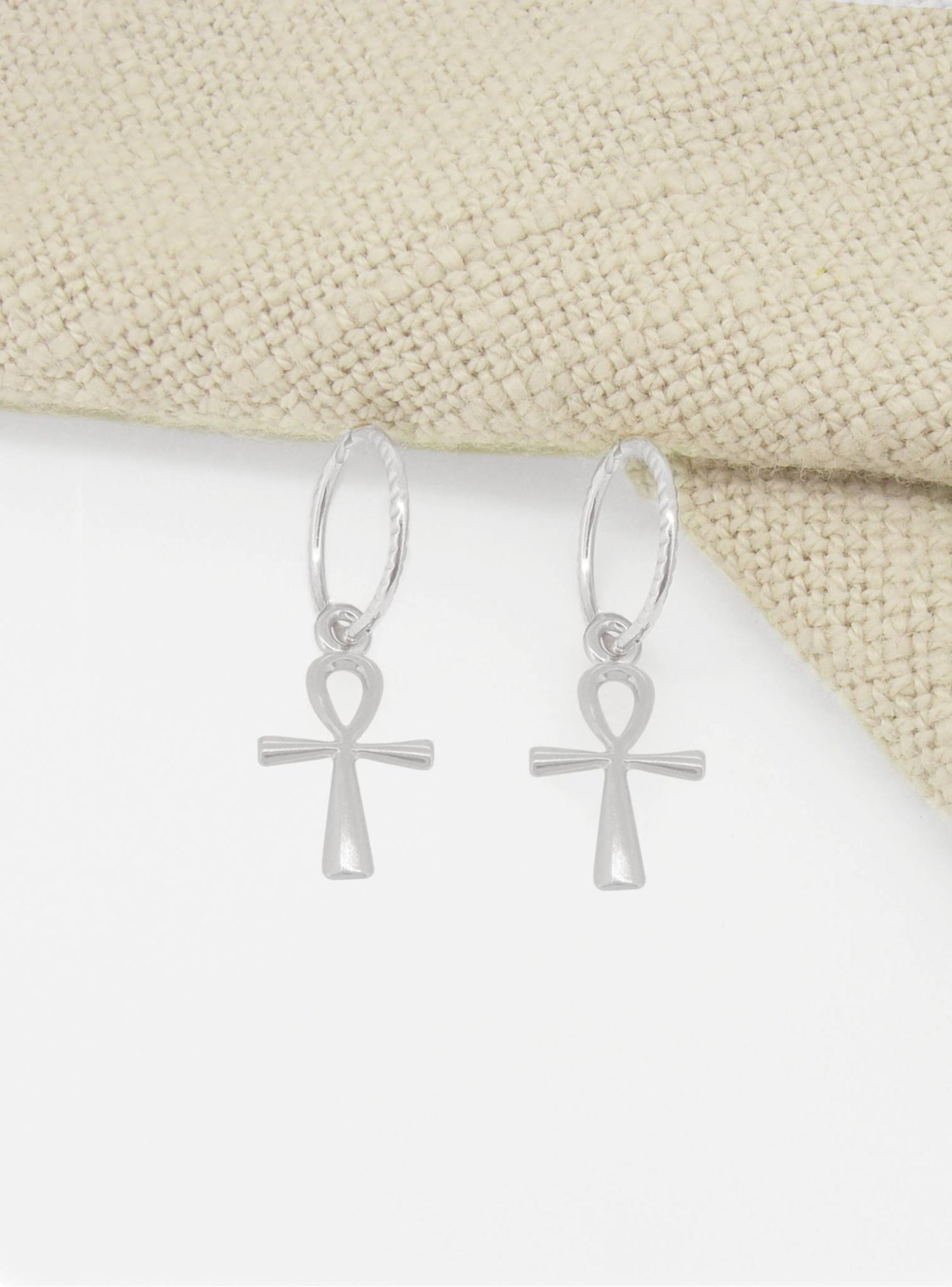 Egyptian Ankh  Charms for Sleeper Earrings in Sterling Silver
