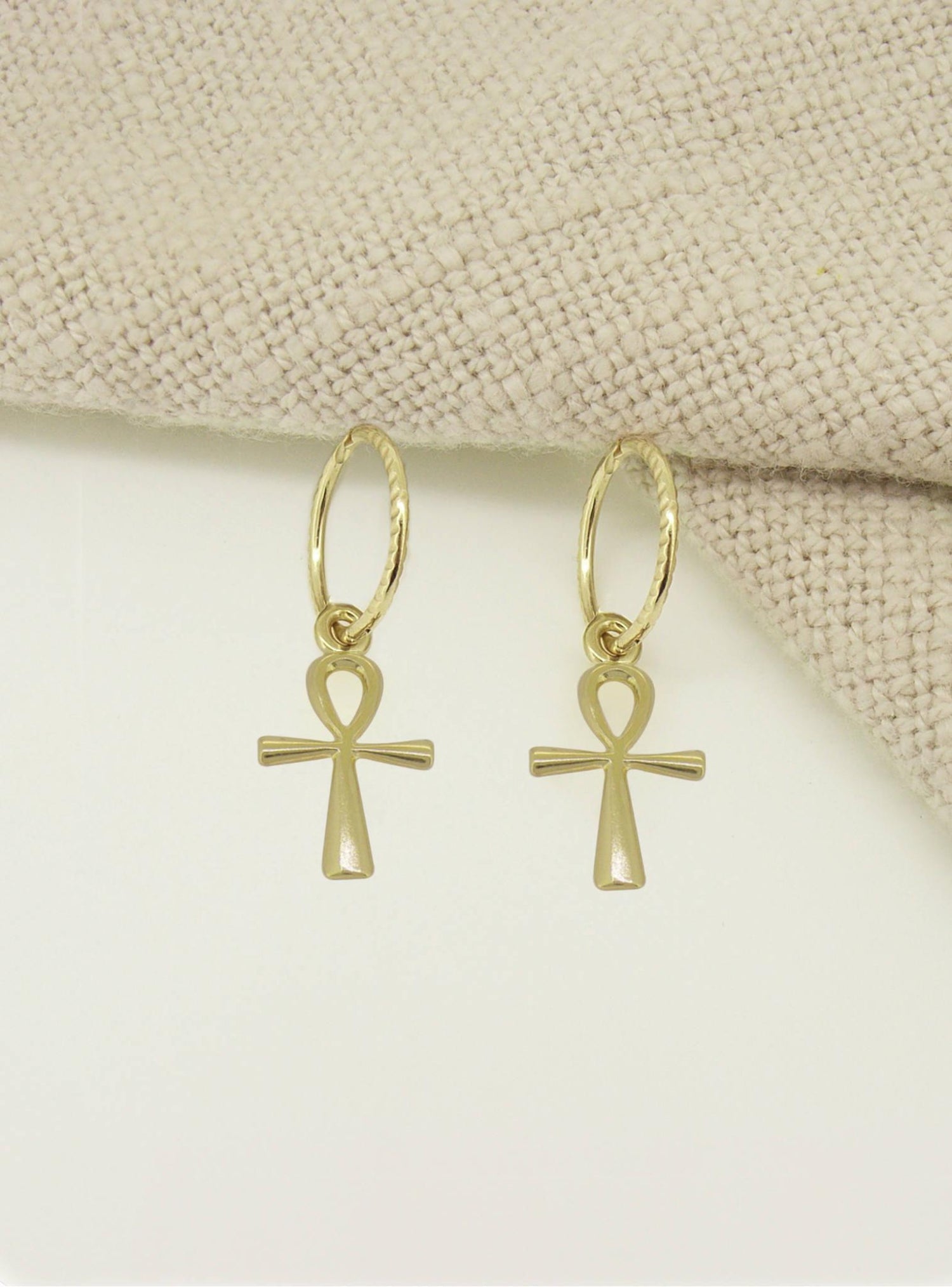 Egyptian Ankh  Charms for Sleeper Earrings in 9ct Gold