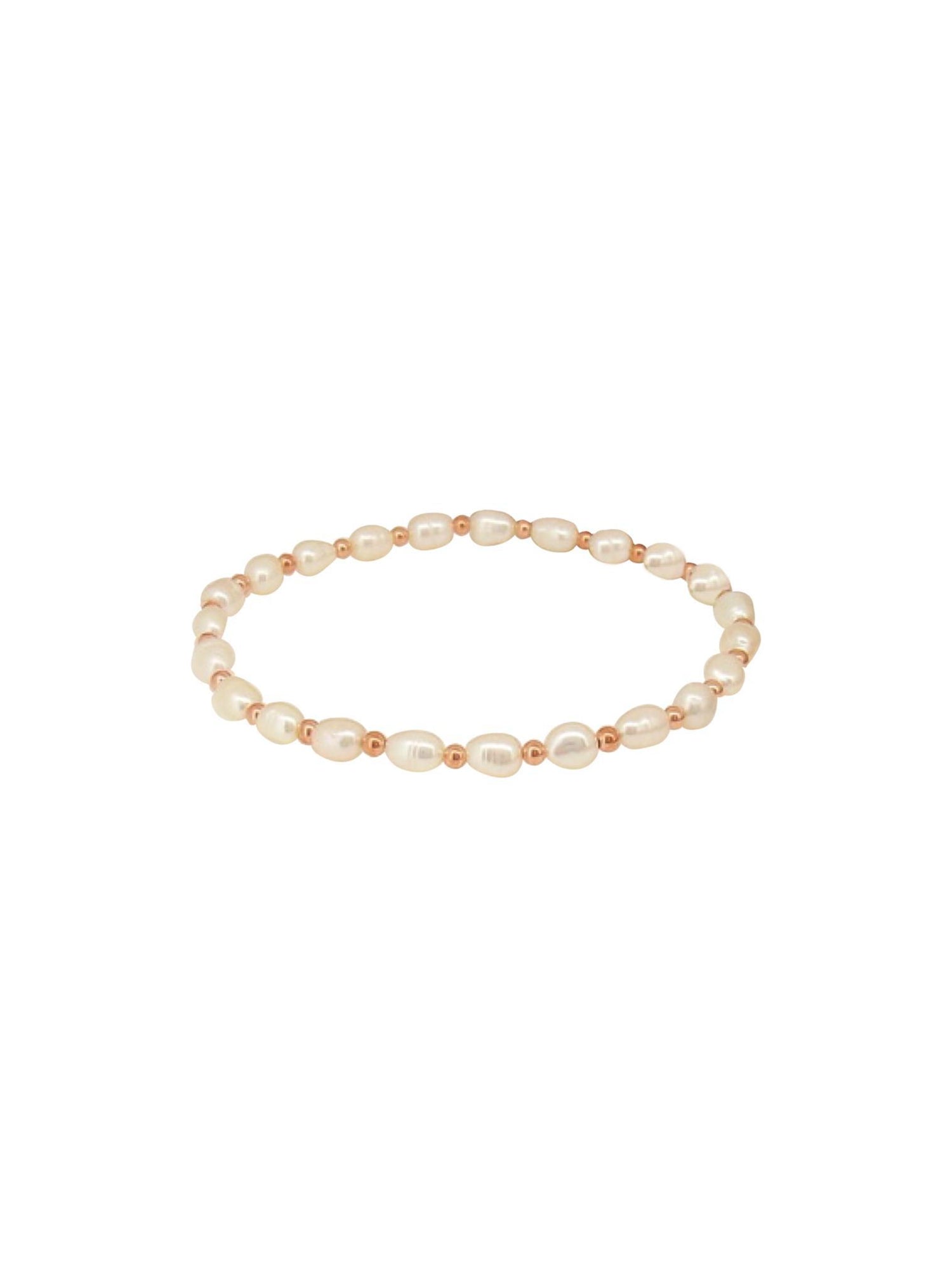 Lulu Small to XL Sizes Pearl Ball Bead Bracelet in Rose Gold