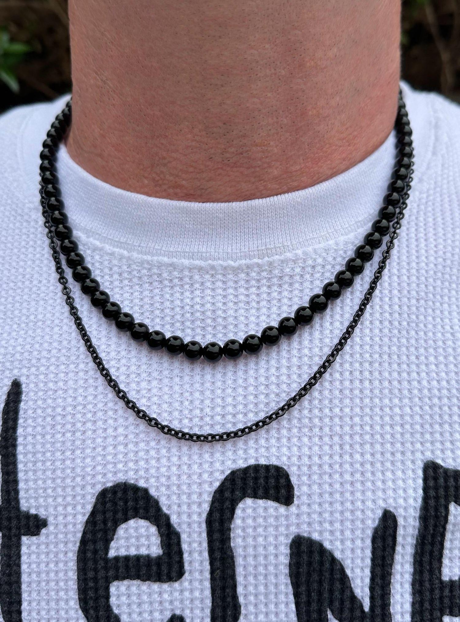Pastiche Cable Chain Necklace in Black Ip Stainless Steel