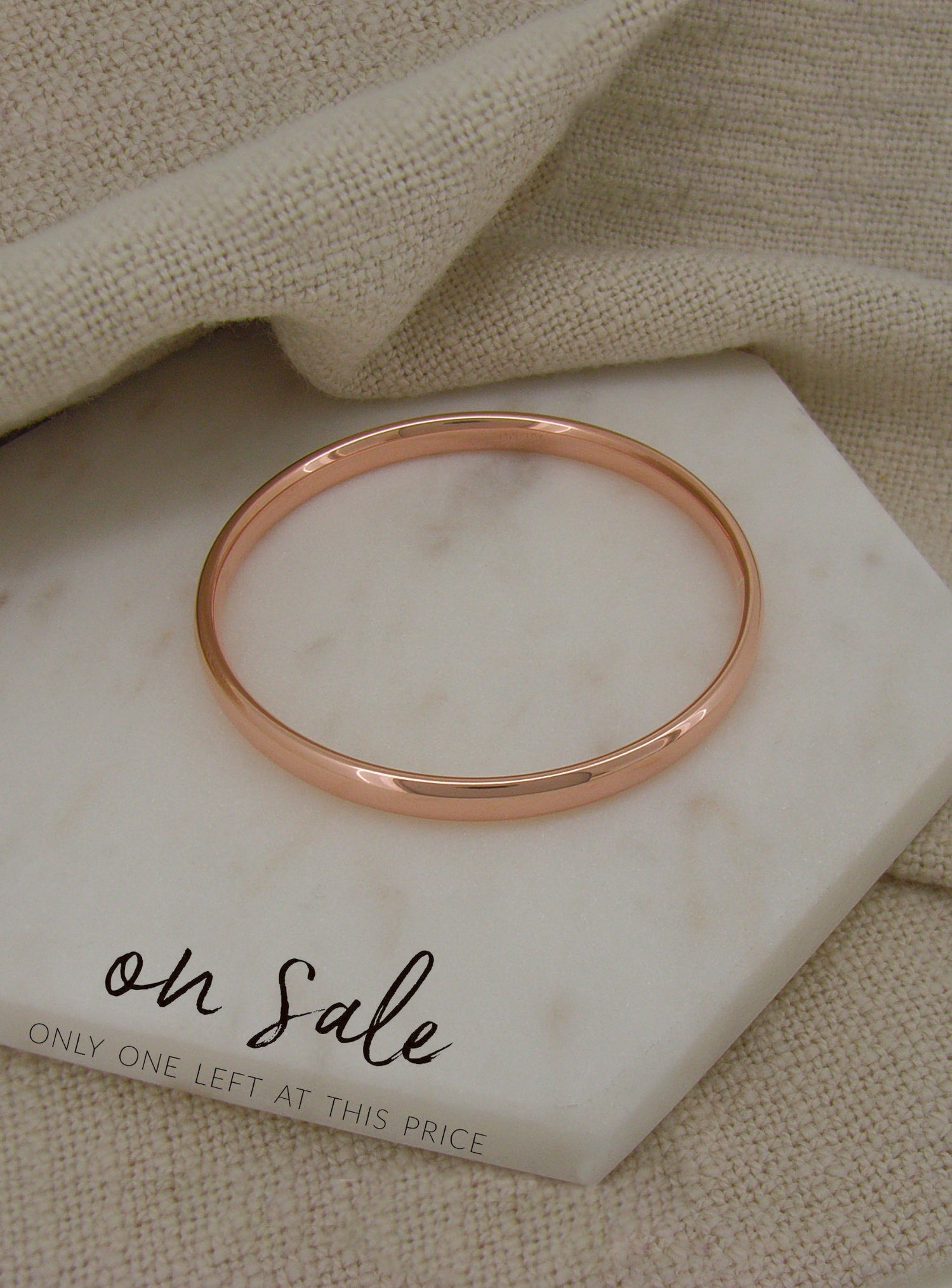 Simple Half Round 50mm Golf Bangle in Silver Filled 9ct Rose Gold