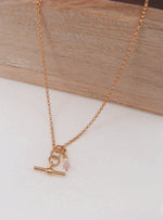 Dainty Small Fob TBar Belcher Necklace in 9ct Rose Gold