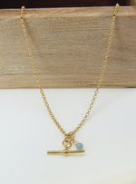 Small Fob TBar Belcher Necklace in 9ct Gold
