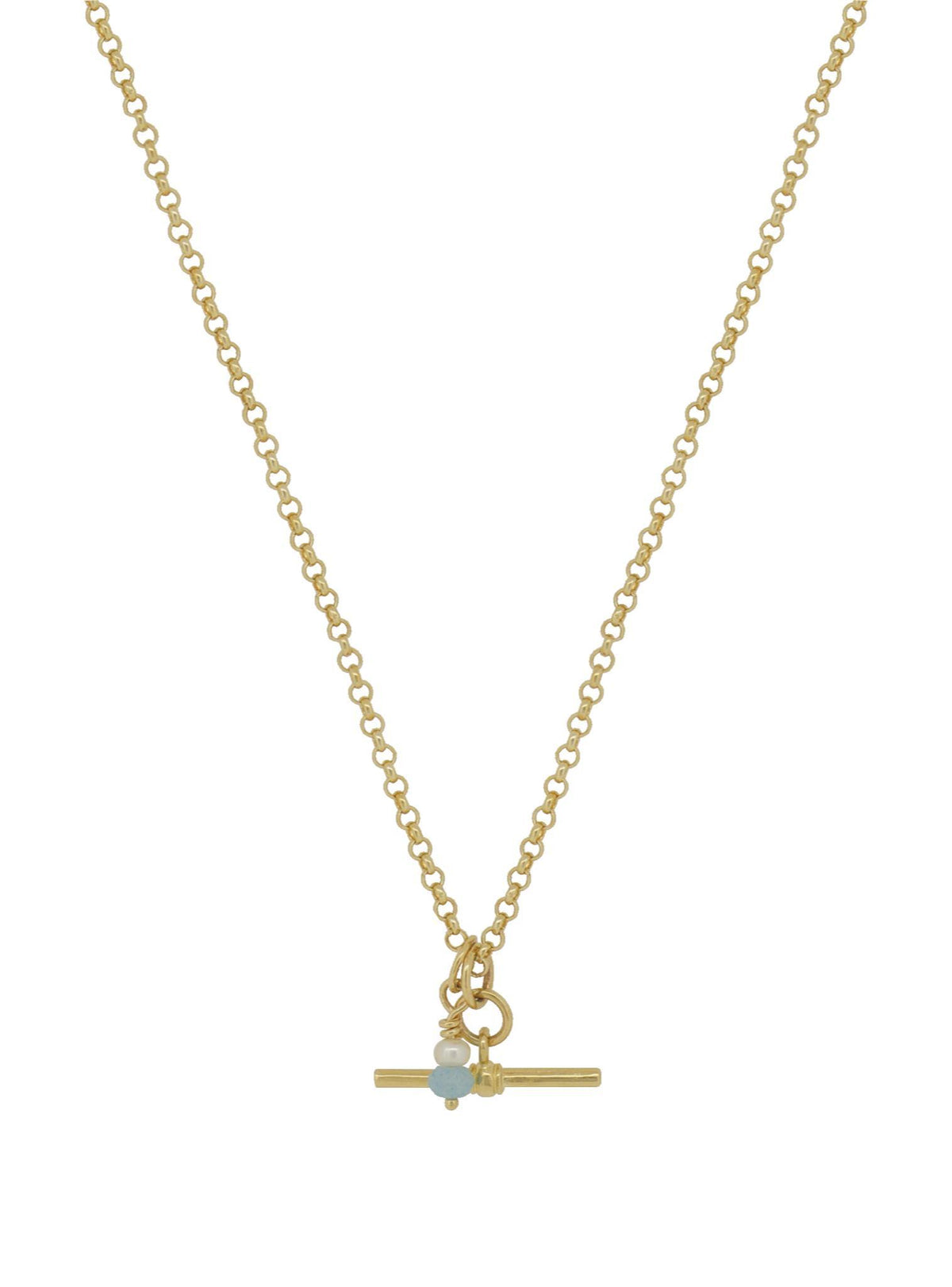 Small Fob TBar Belcher Necklace in 9ct Gold