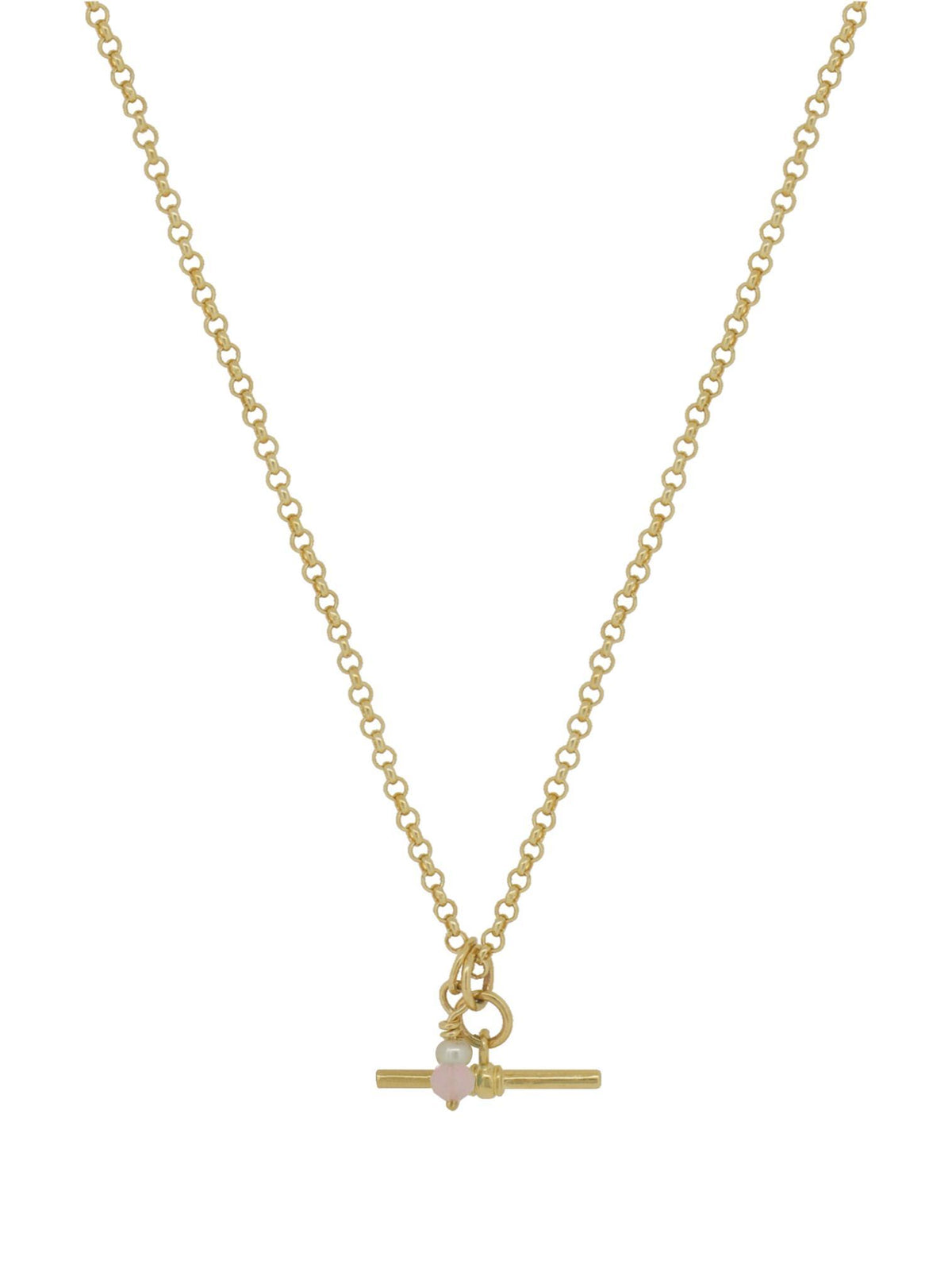 Small Fob TBar Belcher Necklace in 9ct Gold