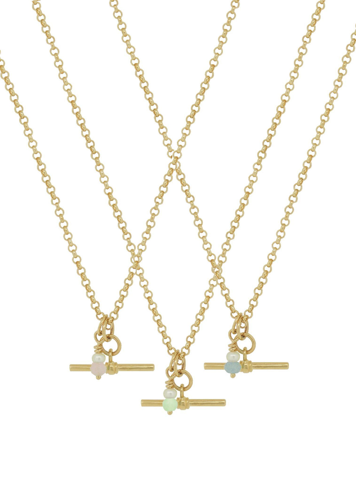 Small Fob TBar Belcher Necklace in 9ct Gold
