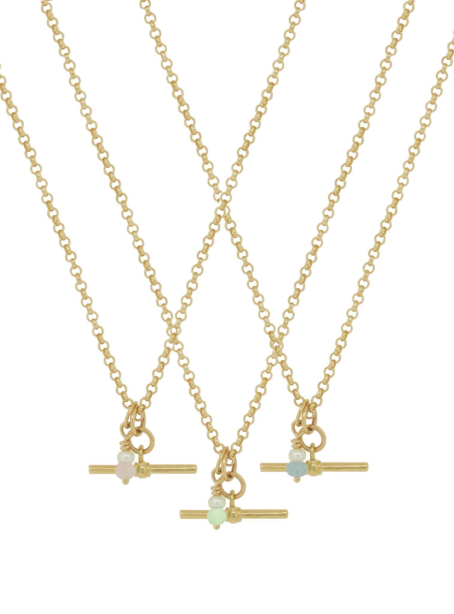 Small Fob TBar Belcher Necklace in 9ct Gold