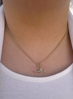 Small Fob TBar Belcher Necklace in 9ct Gold