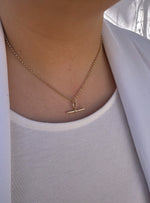 Small Fob TBar Belcher Necklace in 9ct Gold