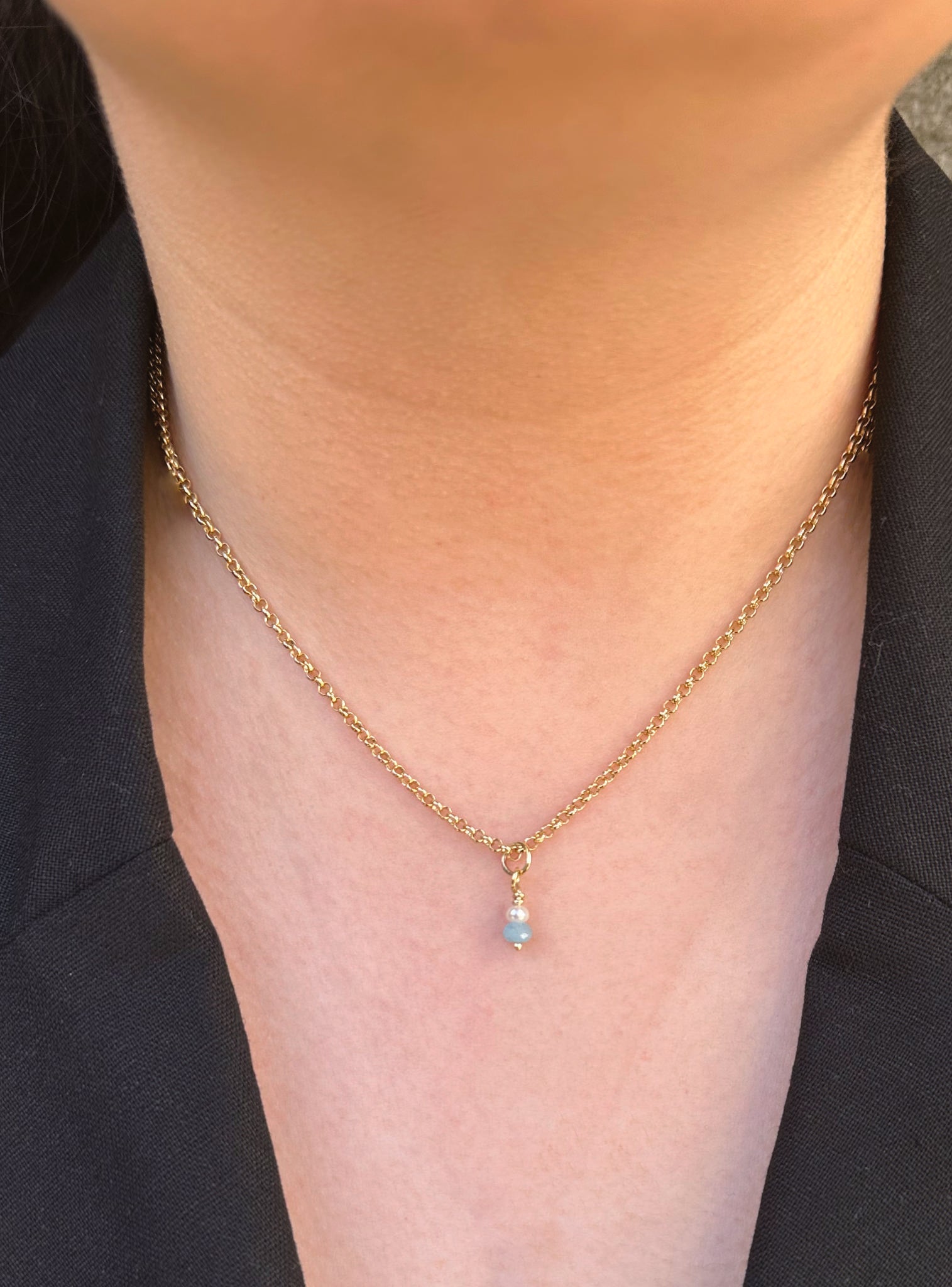 Small Fob TBar Belcher Necklace in 9ct Gold