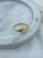 Diamond April Birthstone Heart Signet Ring in 9ct Gold