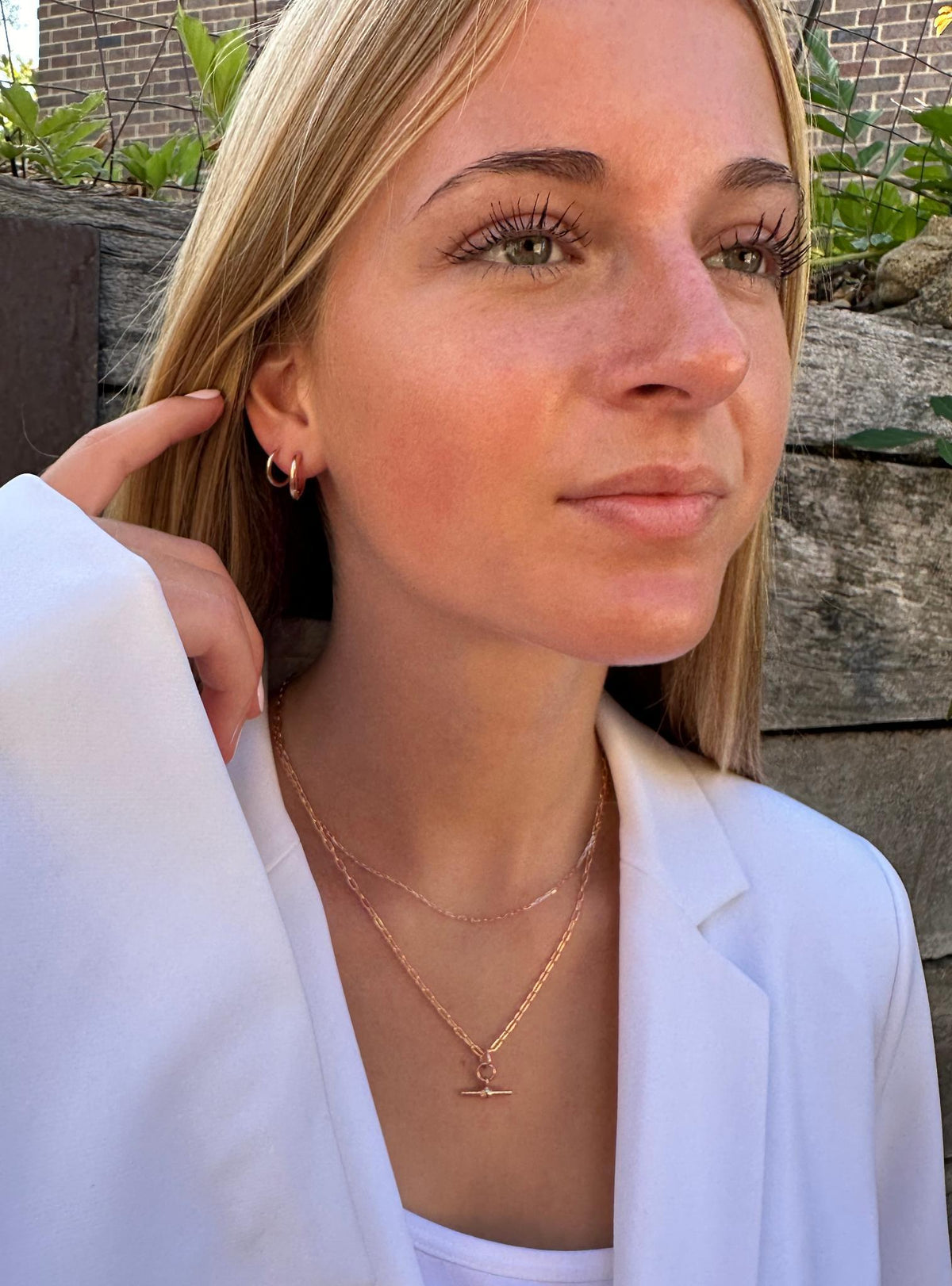 Aurelia Paperclip T Bar Fob Necklace Chain in 9ct Rose Gold