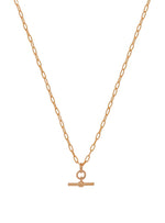 Aurelia Paperclip T Bar Fob Necklace Chain in 9ct Rose Gold