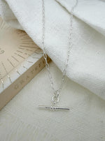Aurelia Paperclip T Bar Fob Necklace Chain in Sterling Silver