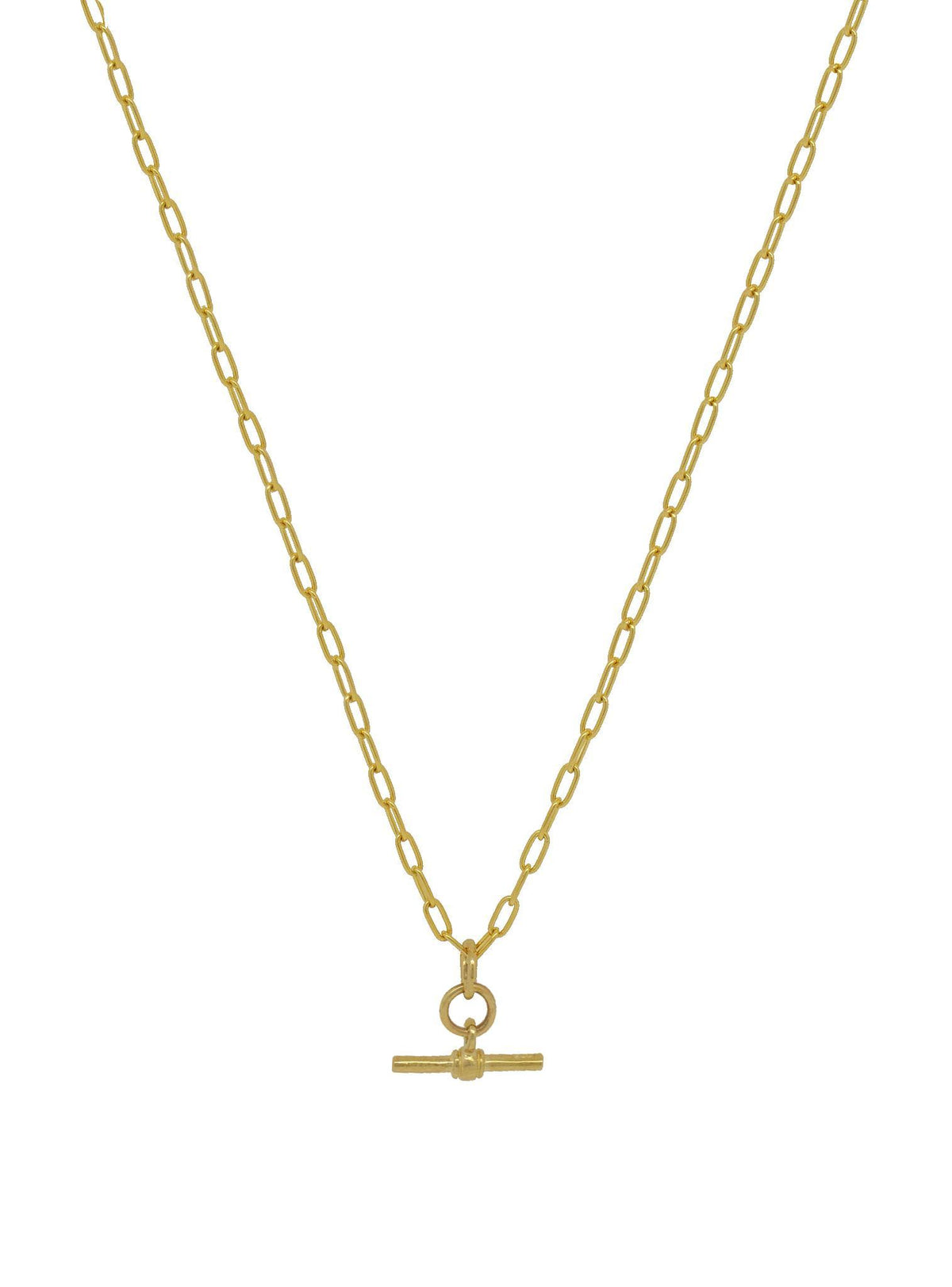 Aurelia Paperclip T Bar Fob Necklace Chain in 9ct Gold
