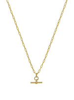 Aurelia Paperclip T Bar Fob Necklace Chain in 9ct Gold