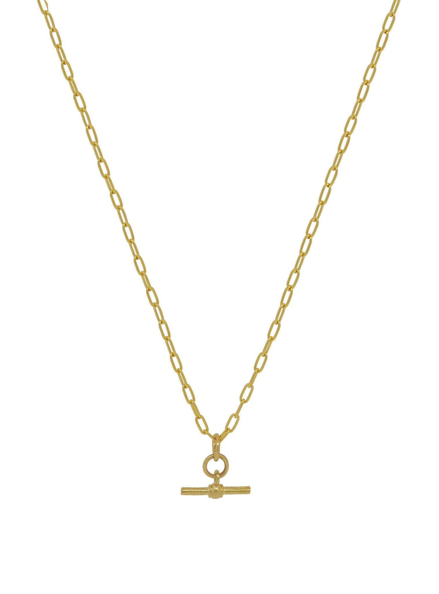 Aurelia Paperclip T Bar Fob Necklace Chain in 9ct Gold