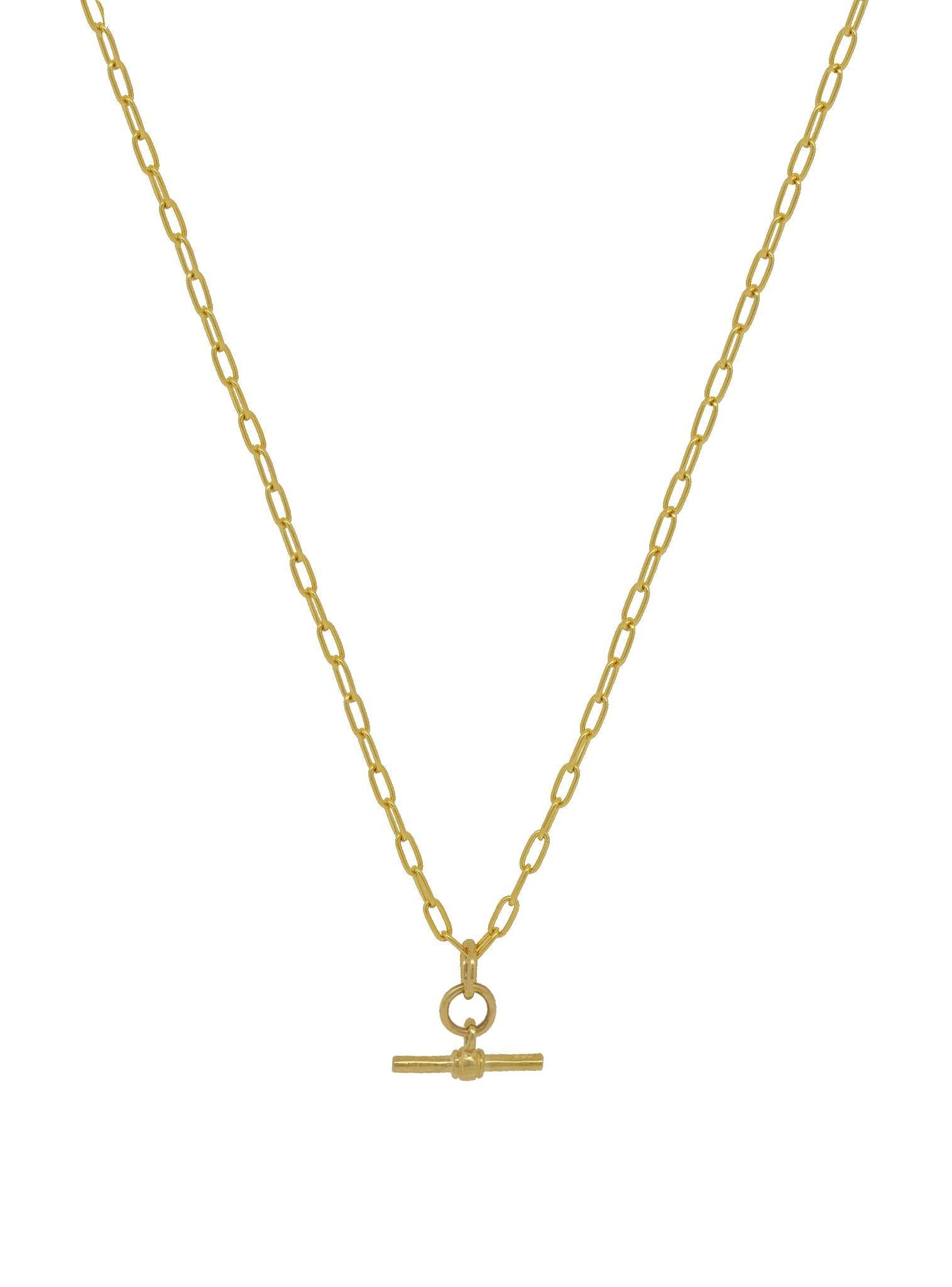 Aurelia Paperclip T Bar Fob Necklace Chain in 9ct Gold