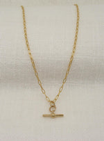 Aurelia Paperclip T Bar Fob Necklace Chain in 9ct Gold