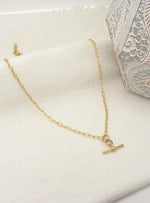 Aurelia Paperclip T Bar Fob Necklace Chain in 9ct Gold
