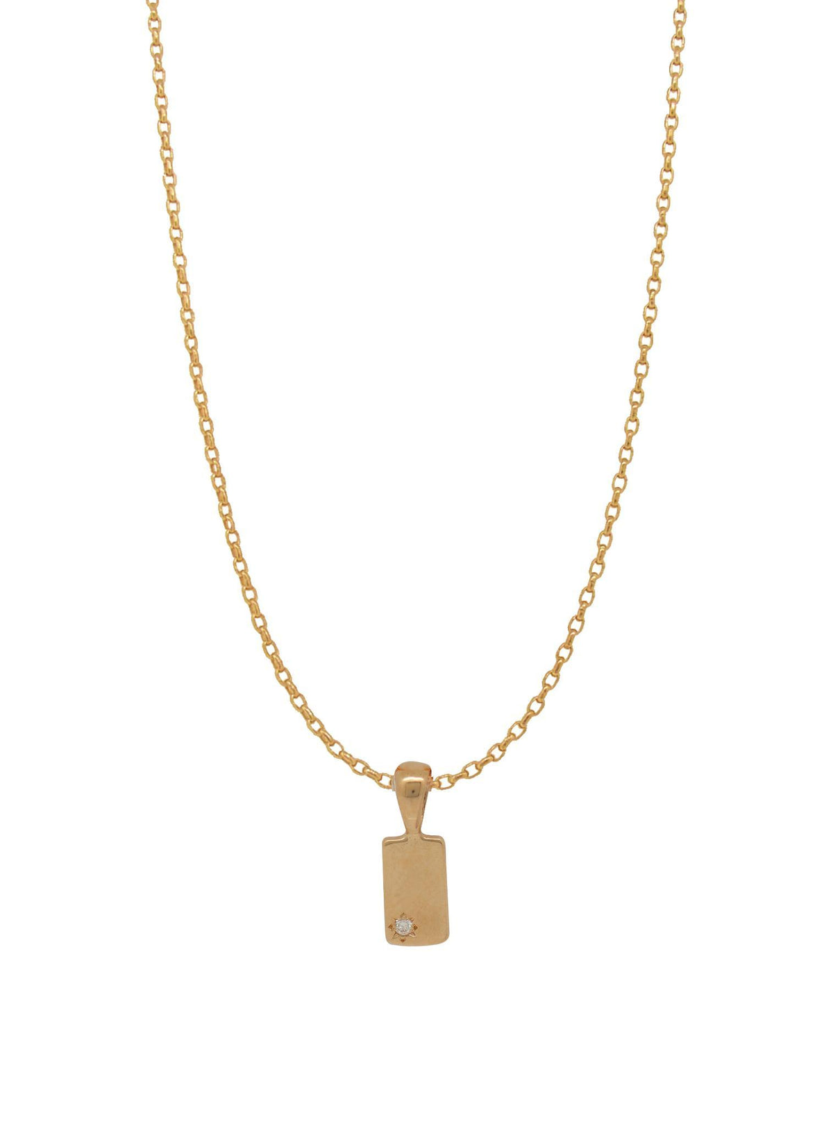 Aurelia Diamond Tag Charm Belcher Necklace in 9ct Rose Gold