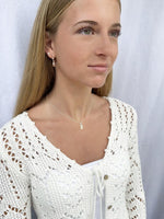 Aurelia Diamond Tag Charm Belcher Necklace in Stering Silver