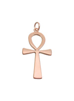 Large Egyptian Ankh Cross Pendant Necklace in 9ct Rose Gold