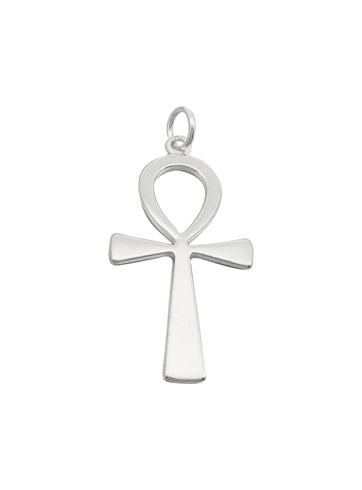 Large Egyptian Ankh Cross Pendant Necklace in Silver