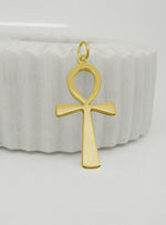 Large Egyptian Ankh Cross Pendant Necklace in 9ct Gold