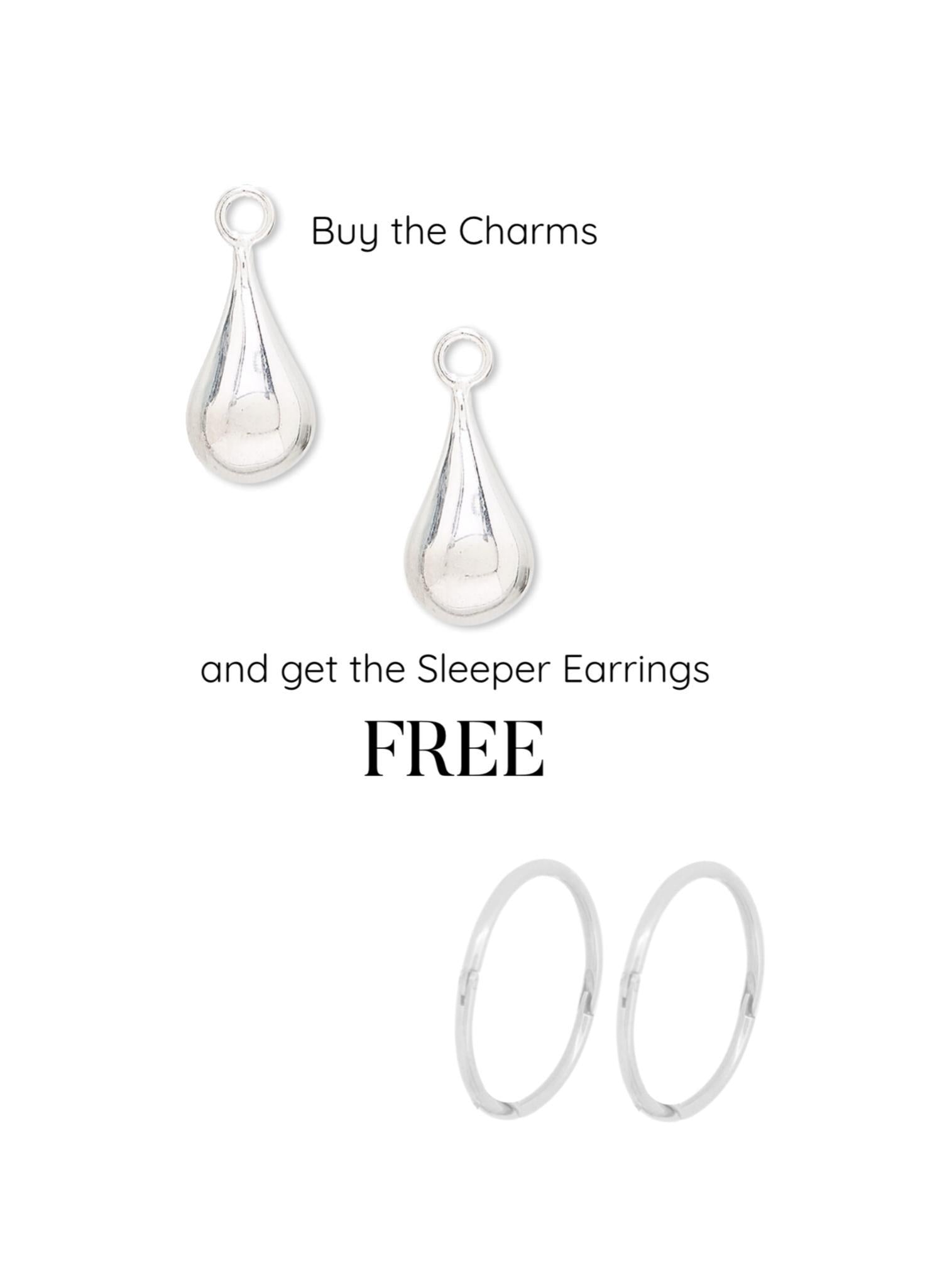 Sterling Silver Teardrop Ball Sleeper Earring Charms