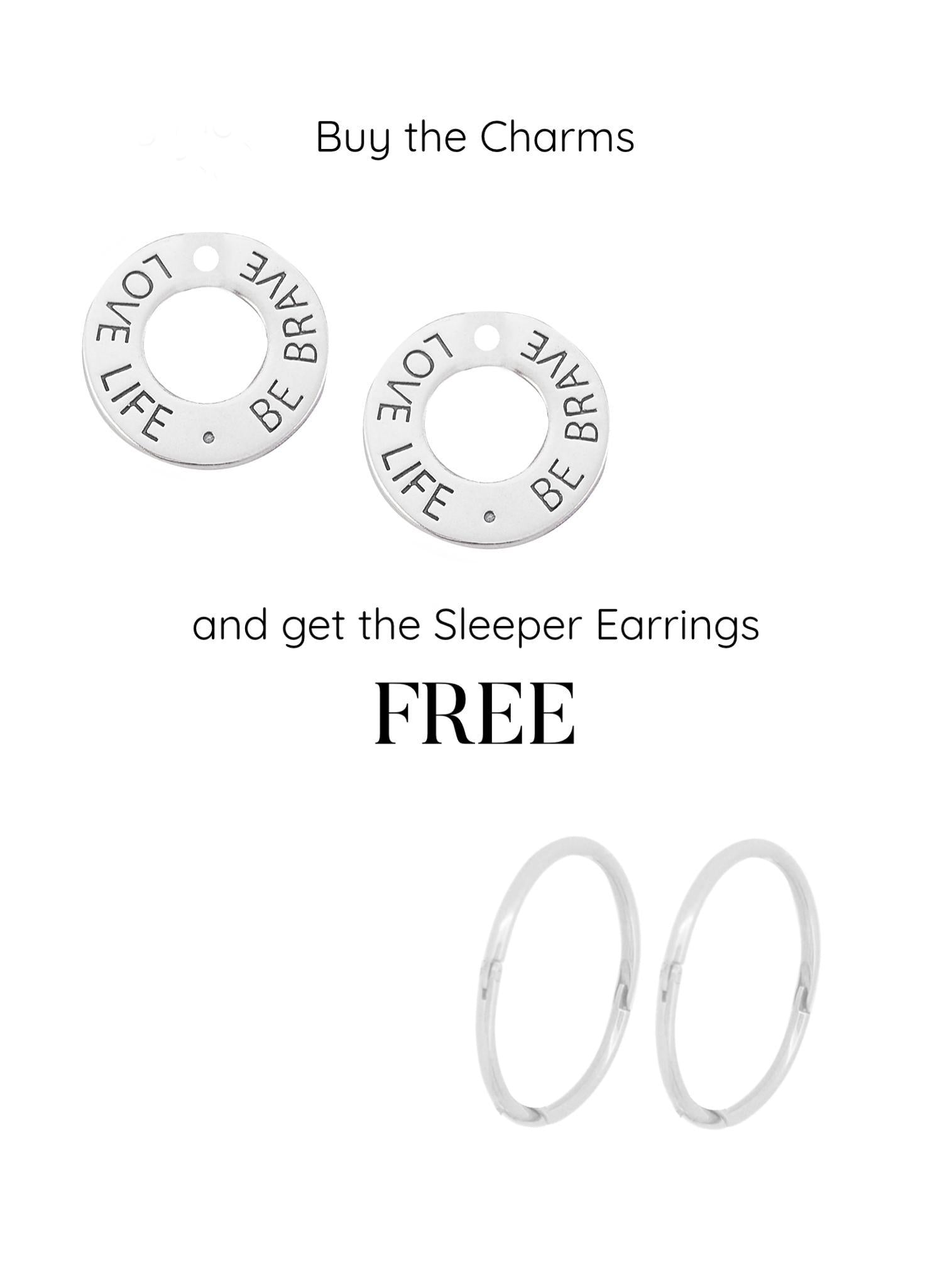 Love Life Be Brave Sleeper Earring Charms